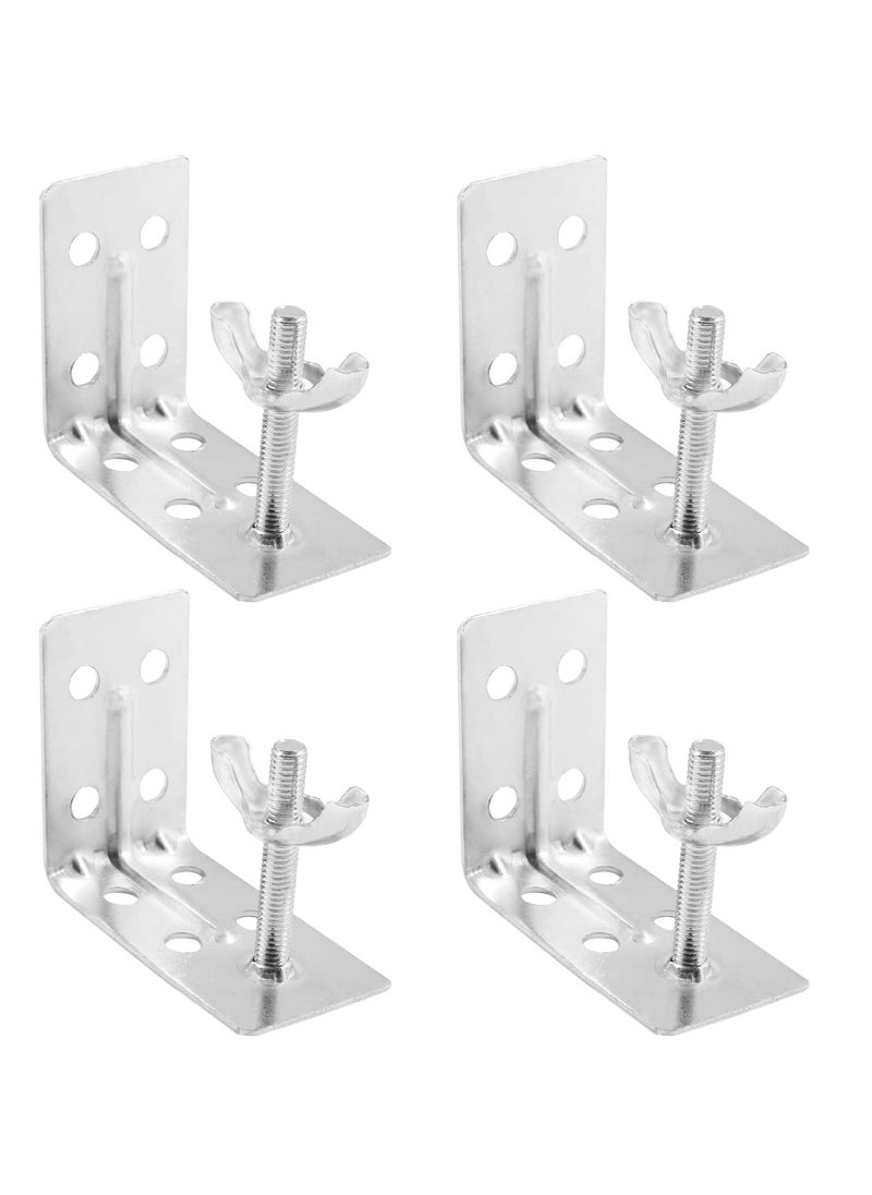 4 Pcs Corner Braces, Silver L Brackets for Mounting Shade, Wall Mount Angle Connector Brackets for Wood Bamboo Shelf, Wardrobes, Cabinets with Screws