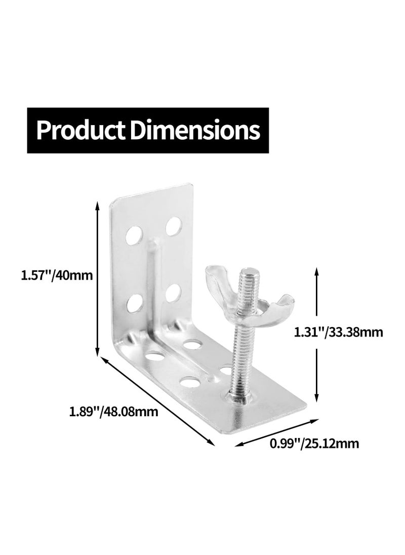 4 Pcs Corner Braces, Silver L Brackets for Mounting Shade, Wall Mount Angle Connector Brackets for Wood Bamboo Shelf, Wardrobes, Cabinets with Screws