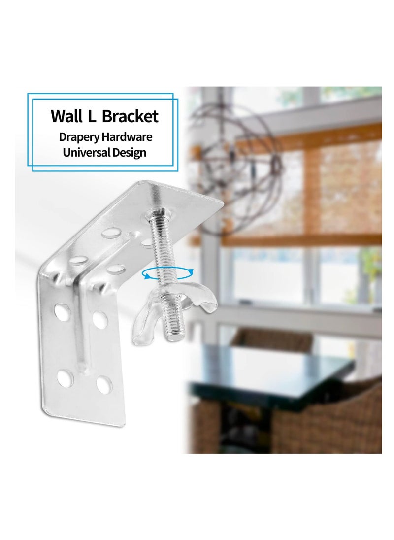 4 Pcs Corner Braces, Silver L Brackets for Mounting Shade, Wall Mount Angle Connector Brackets for Wood Bamboo Shelf, Wardrobes, Cabinets with Screws