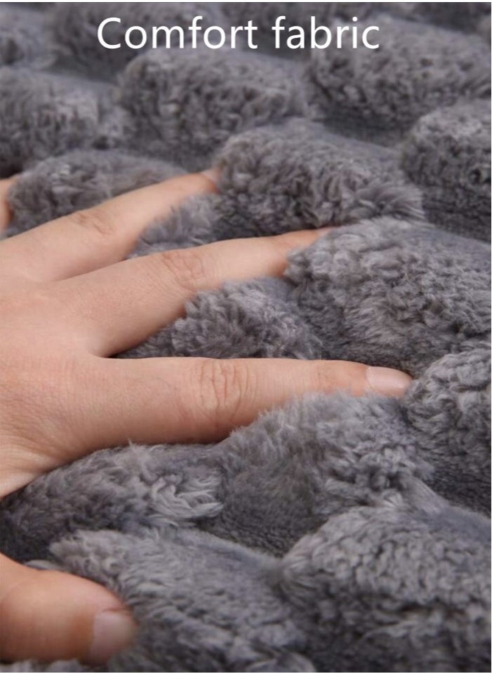 2-Pieces Solid Color Bathroom Rug Toilet Non-slip Rugs Set Polyester Grey