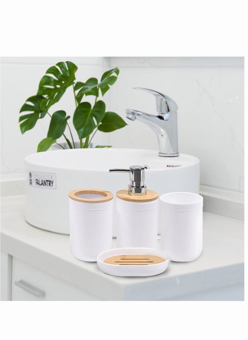 Bathroom Accessories Set 6 PCS Plastic Gift Set include Toothbrush Holder Toothbrush Cup Soap Dispenser Soap Dish Toilet Brush Holder Trash can