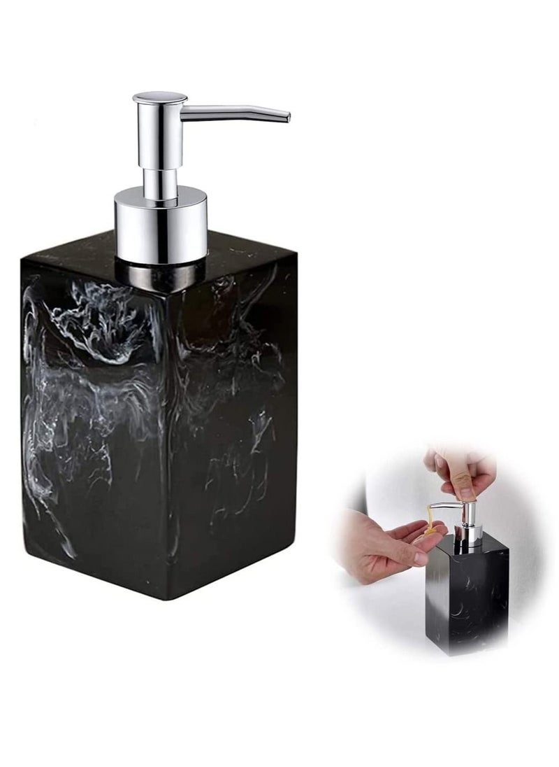 Soap Dispenser Black Marble Style with Rust Proof Pump, for Bathroom Kitchen Countertop Lotion & Liquid Dispenser Soap Hand Soap,17 oz