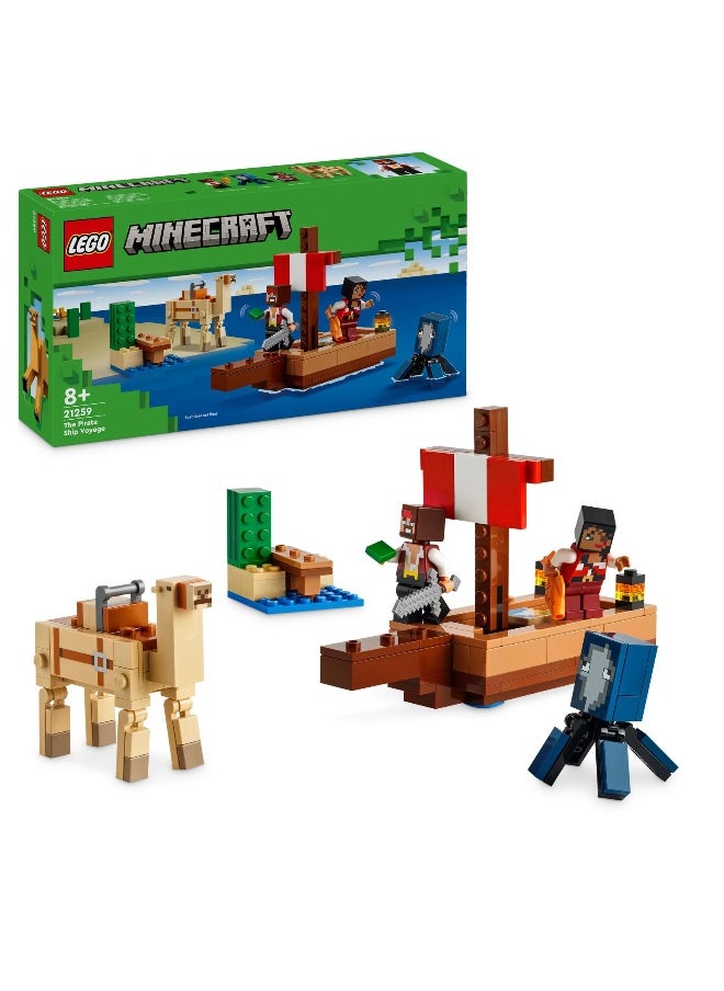 Minecraft The Pirate Ship Voyage Boat Playset 21259 Building Toy Set (166 Pieces)