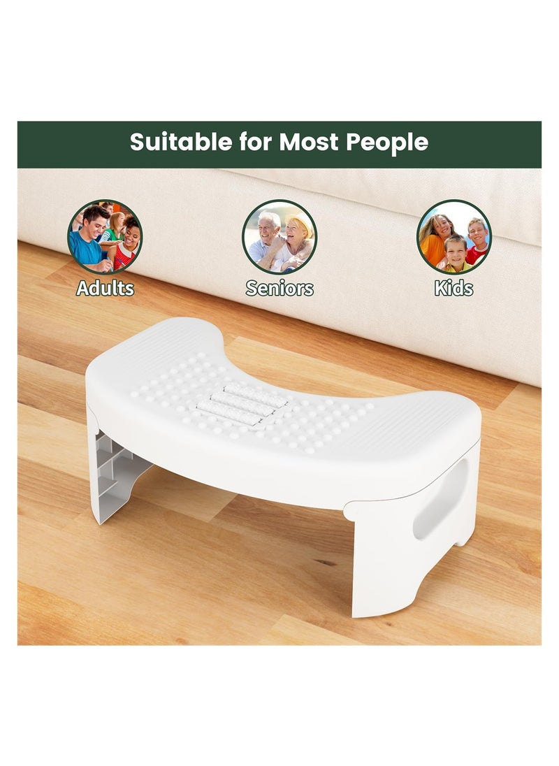 Squatty Potty for Adults, Foldable Toilet Stool Squat Adult, Prevent Constipation, Toilet Footstool For Better Bowel Movements, White