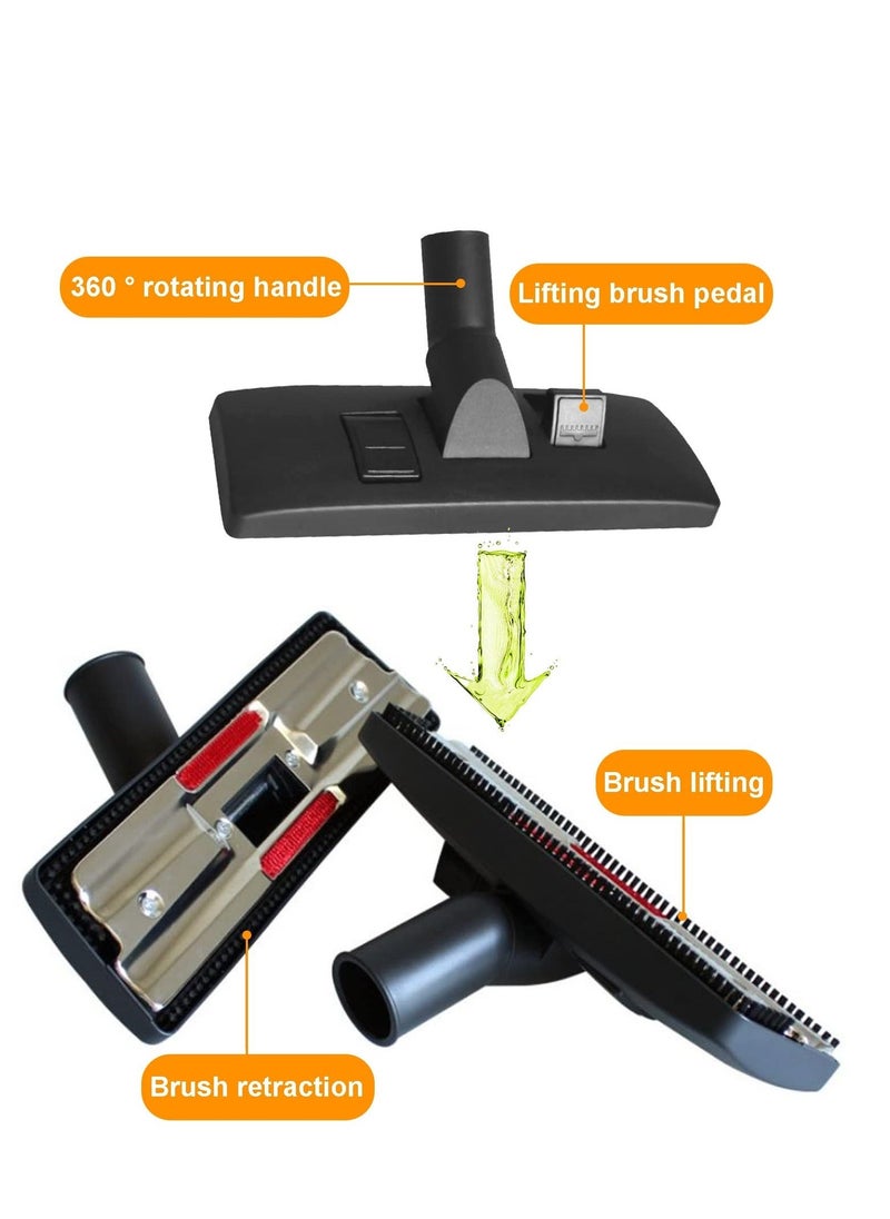Universal Floor Brush Head Tool, 32mm Vacuum Cleaner Floor Brush Head Replacement, with Vacuum Hose Adapter, Vacuum Cleaner Carpet Brush Nozzle Accessories, for Henry Hoover Brush Head