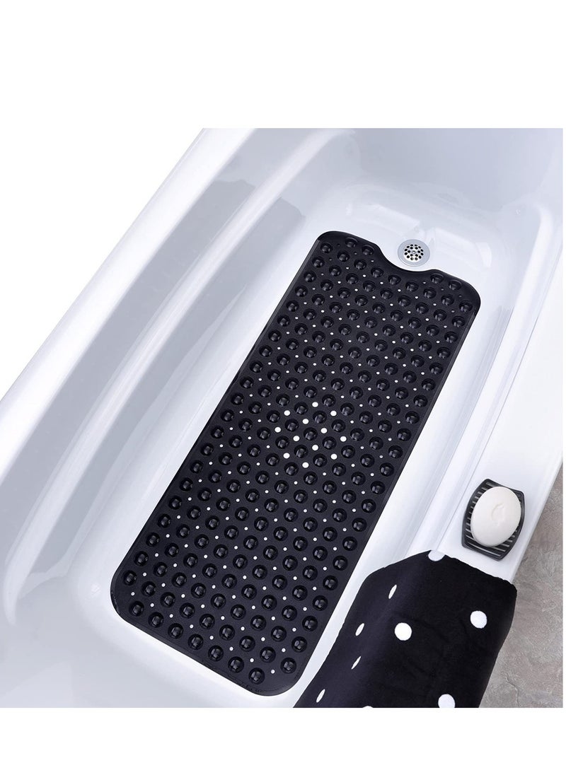 Non-Slip Bathtub and Shower Mat with 200 Suction Cups Anti-slip for Elderly Kids Extra Long for Bathroom Mats Mildew Resistant Machine Washable Black 100 x 40 cm