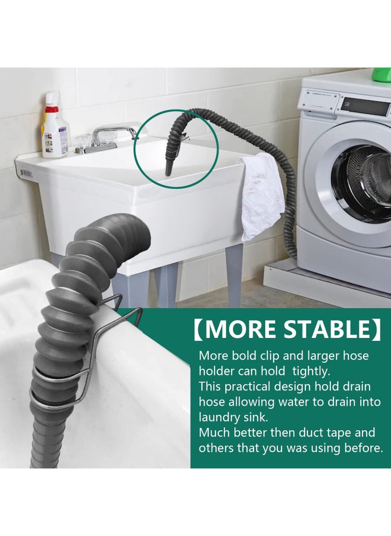 Adjustable Shape Washing Machine Washer Drain Hose Guide Assembly, Laundry Tub Hose Guide Clip, Universal Utility Sink Hose Clamp, 304 Stainless Steel