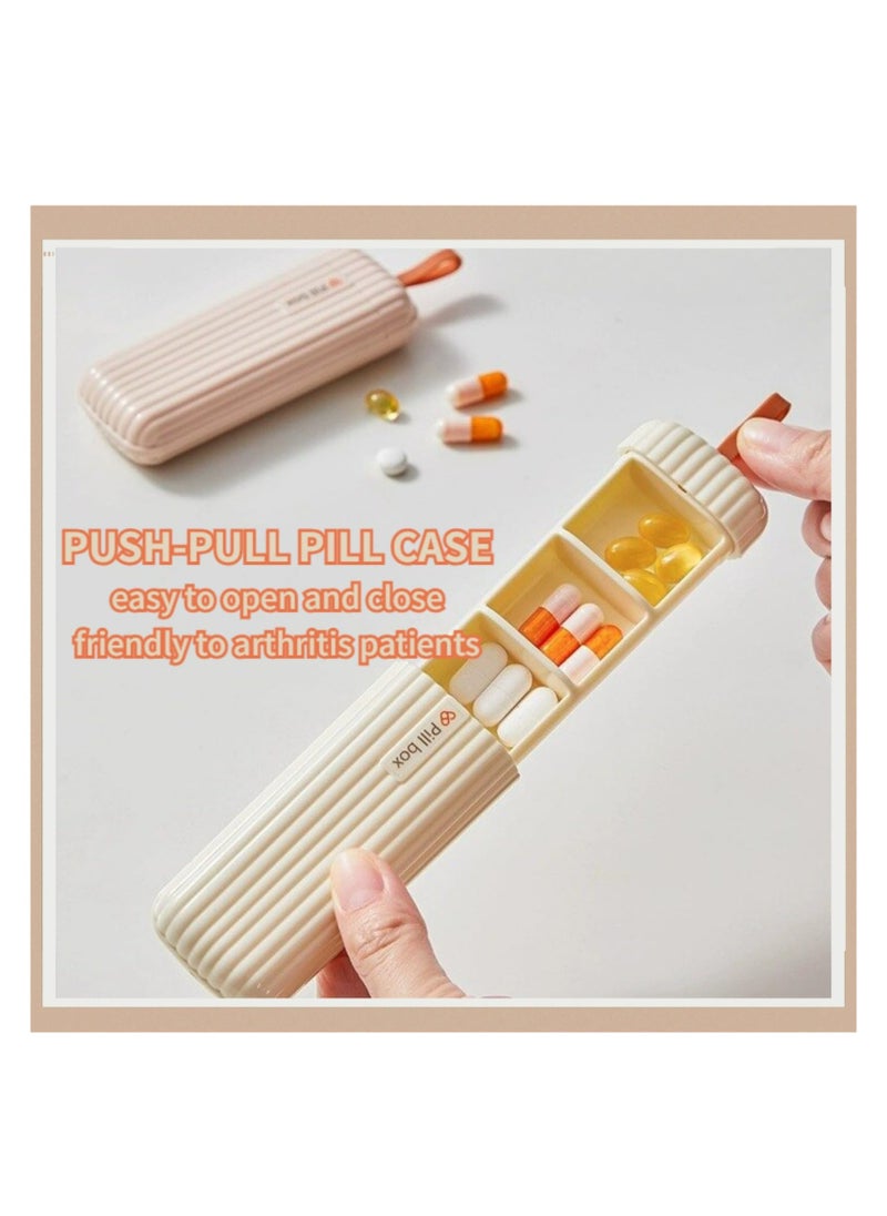 Portable BPA Free Travel Pill Organizer with Pull-Out Compartments for Vitamins and Supplements, Ideal for Daily Medication