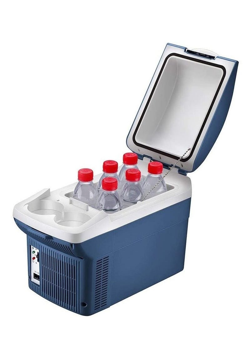 CRONY 8L Portable Mini Car Refrigerator | Low Noise Compact Cooler & Warmer | 12V DC, 30W | AC/DC Powered with Self-Locking Lid, Removable Shelf & Cup Holder