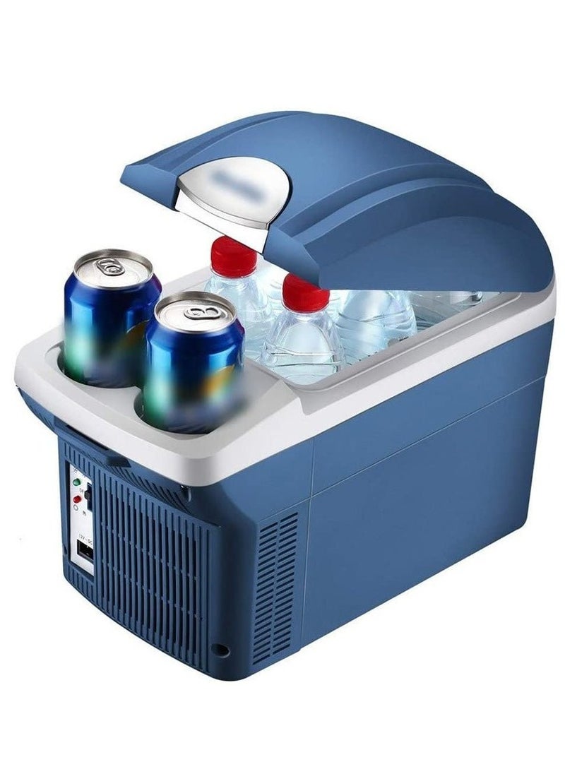 CRONY 8L Portable Mini Car Refrigerator | Low Noise Compact Cooler & Warmer | 12V DC, 30W | AC/DC Powered with Self-Locking Lid, Removable Shelf & Cup Holder