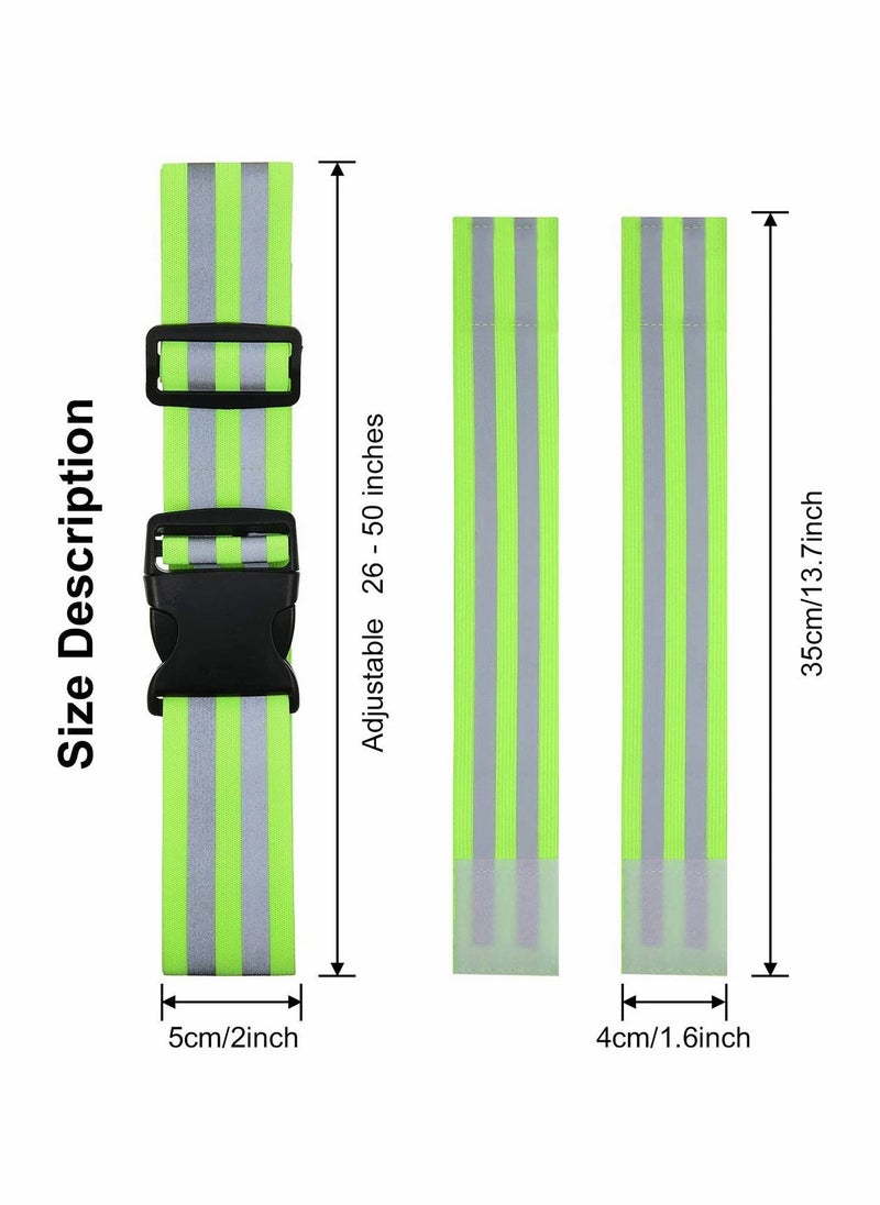 6 Pieces High Visibility Reflective Belt Army PT Belt Reflective Running Gear for Men and Women for Night Running Cycling Walking Military Safety Reflector Strips Green