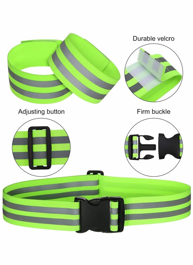 6 Pieces High Visibility Reflective Belt Army PT Belt Reflective Running Gear for Men and Women for Night Running Cycling Walking Military Safety Reflector Strips Green