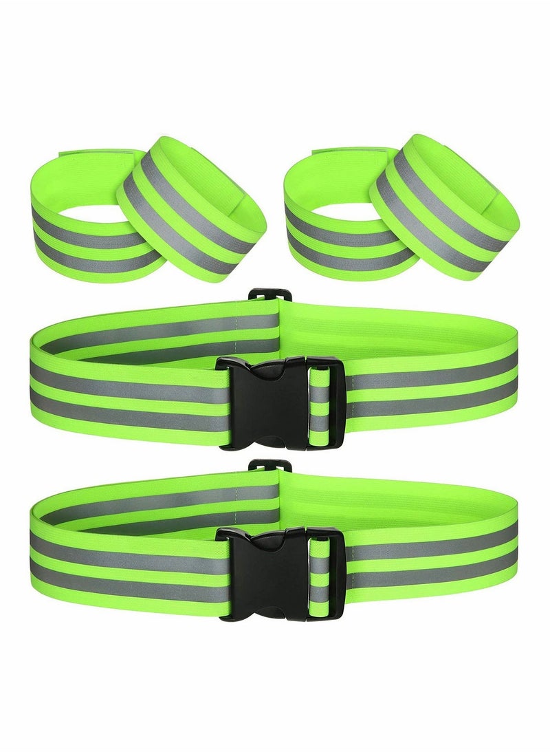 6 Pieces High Visibility Reflective Belt Army PT Belt Reflective Running Gear for Men and Women for Night Running Cycling Walking Military Safety Reflector Strips Green