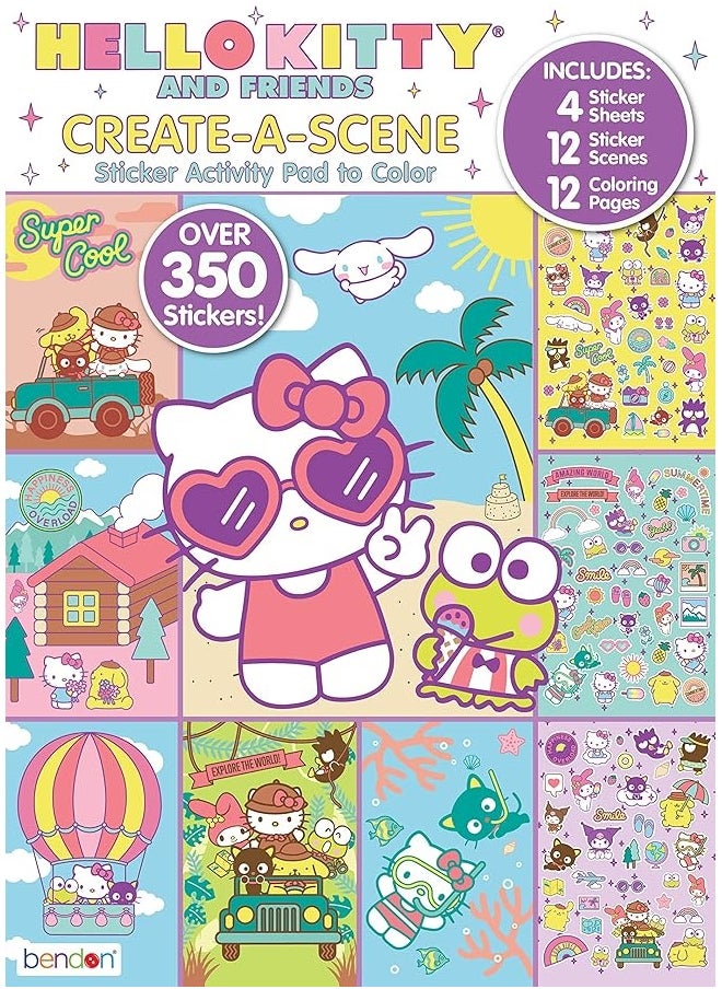 Bendon Hello Kitty and Friends Create a Scene Over 350 Stickers, Activity Pad to Color