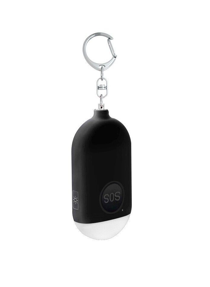 SOS Personal Alarm, Waterproof Hanging Flashlight Alarm, USB Rechargeable Loud Alarm Safety Keychain, Easy To Carry Self Defense Siren For Elderly Women Kids, (1pc, B300 Black)