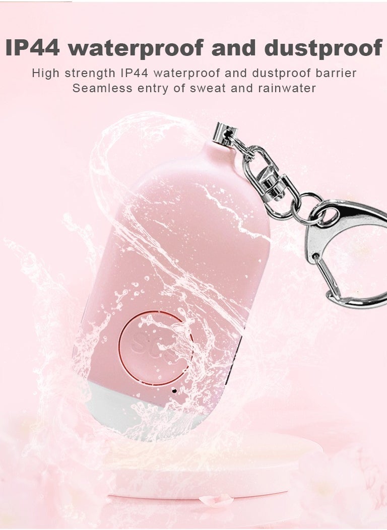 SOS Personal Alarm, Waterproof Hanging Flashlight Alarm, USB Rechargeable Loud Alarm Safety Keychain, Easy To Carry Self Defense Siren For Elderly Women Kids, (1pc, B300 Pink)