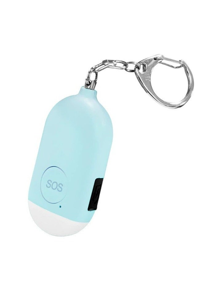 SOS Personal Alarm, Waterproof Hanging Flashlight Alarm, USB Rechargeable Loud Alarm Safety Keychain, Easy To Carry Self Defense Siren For Elderly Women Kids, (1pc, B300 Sky Blue)