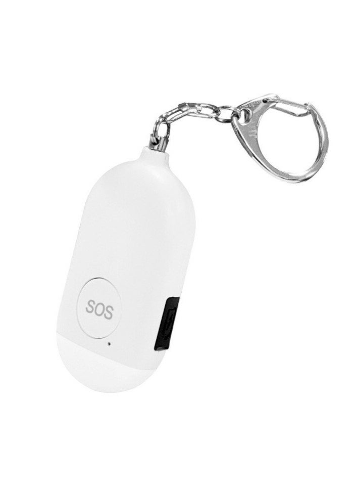 SOS Personal Alarm, Waterproof Hanging Flashlight Alarm, USB Rechargeable Loud Alarm Safety Keychain, Easy To Carry Self Defense Siren For Elderly Women Kids, (1pc, B300 White)