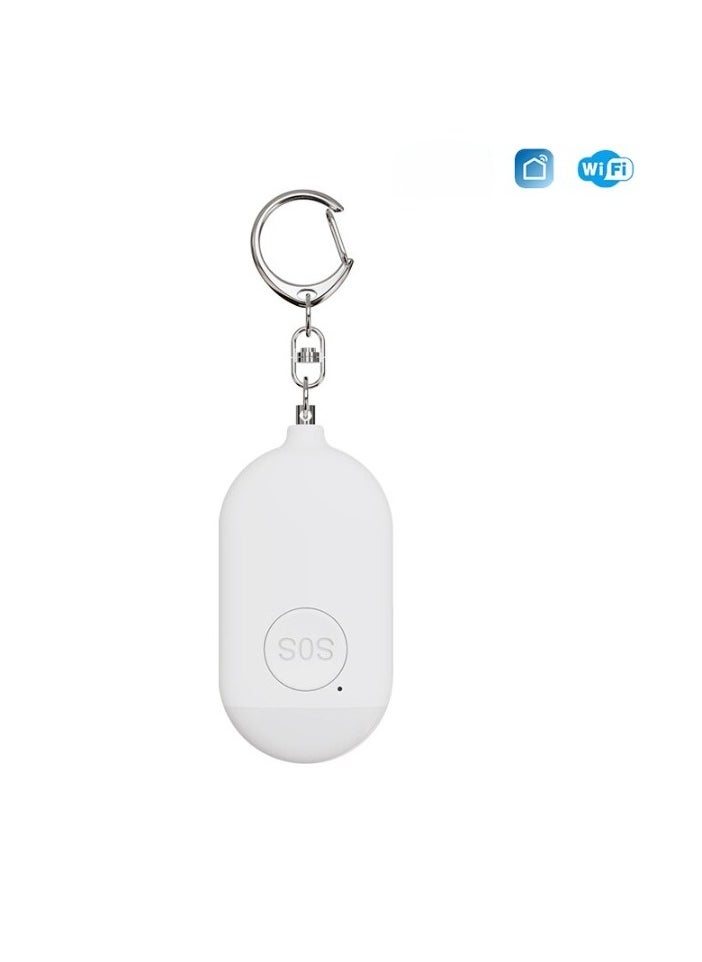 SOS Personal Alarm, Waterproof Hanging Flashlight Alarm, USB Rechargeable Loud Alarm Safety Keychain, Easy To Carry Self Defense Siren For Elderly Women Kids, (1pc, B500 White, App Support)