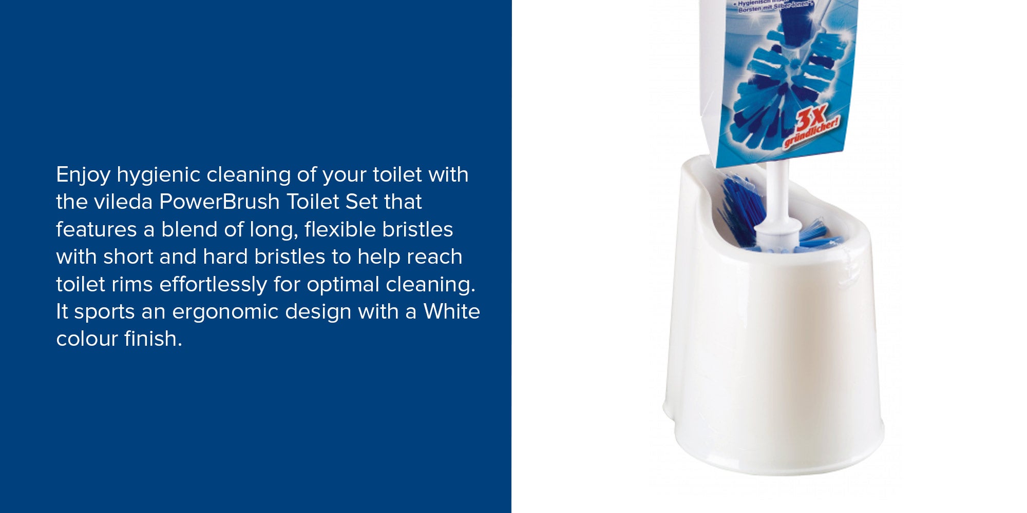 Toilet Brush Set 3 in 1 White/Blue