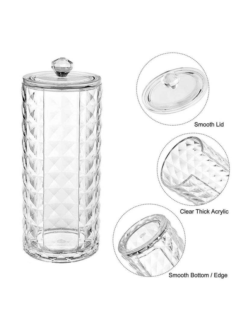 Acrylic Bathroom Cup Dispenser Mouthwash Holder for 3oz to 4oz Disposable Paper Cups Clear Diamond Pattern with Lid for Mouthwash Cups Storage Vanity Makeup Organizer