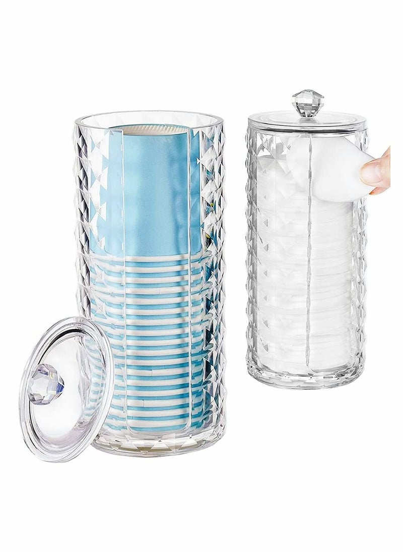 Acrylic Bathroom Cup Dispenser Mouthwash Holder for 3oz to 4oz Disposable Paper Cups Clear Diamond Pattern with Lid for Mouthwash Cups Storage Vanity Makeup Organizer