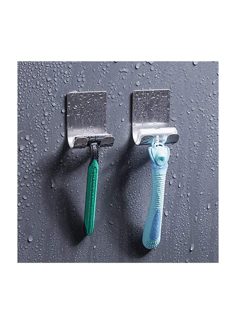 Stainless Steel Razor Holder, No Drill No Screw, 304 Razor Holder Men Shaving Shaver Shelf Shaving Razor Rack for Kitchen Bathroom Toilet, Viscose Wall Hooks Hanger Sticky Wall Hook 1 Pcs