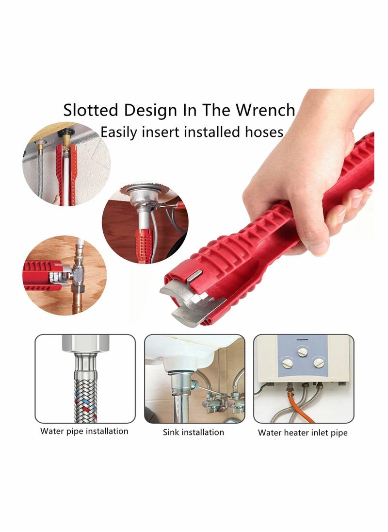 Faucet and Sink Installer, 8 in 1 Multifunctional Wrench Tool Double Head Installer Water Pipe Spanner Tackle