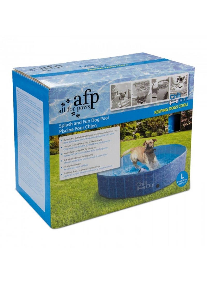 Chill Out Splash & Fun, Dog Pool, Size - L 160cm x W 160cm x H 30cm, The pool folds down completely for easy storage