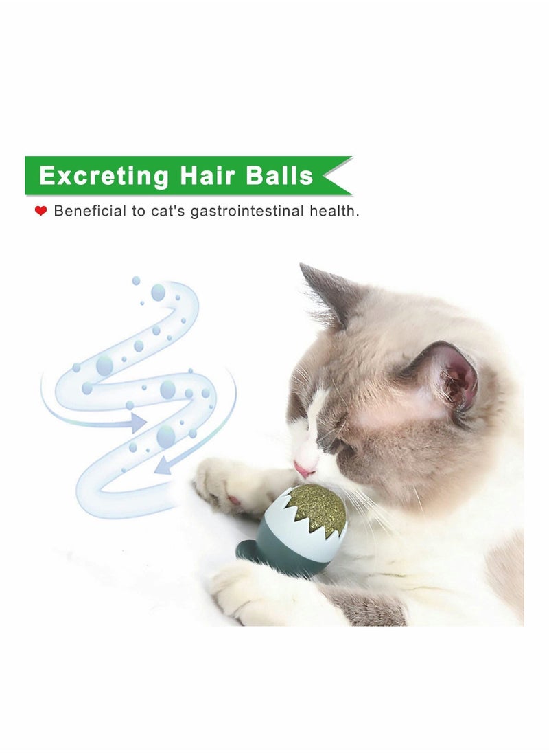 Catnip Balls Toy for Cats, Rotatable Edible Kitty Toys for Cats Lick, Teeth Cleaning Dental Kitten Chew Toys, Safe Healthy Cat Wall Treats for Kitten (Green+Pink)