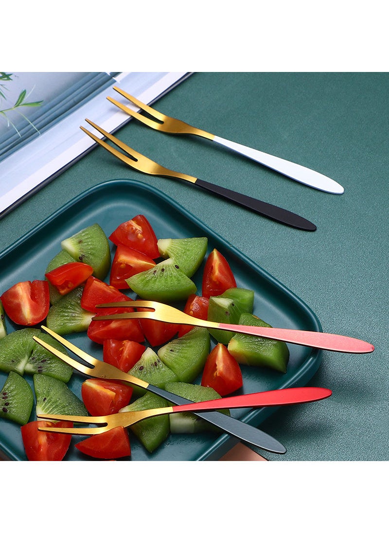 5-Piece Fruit Salad Fork Set Black 13.2cm