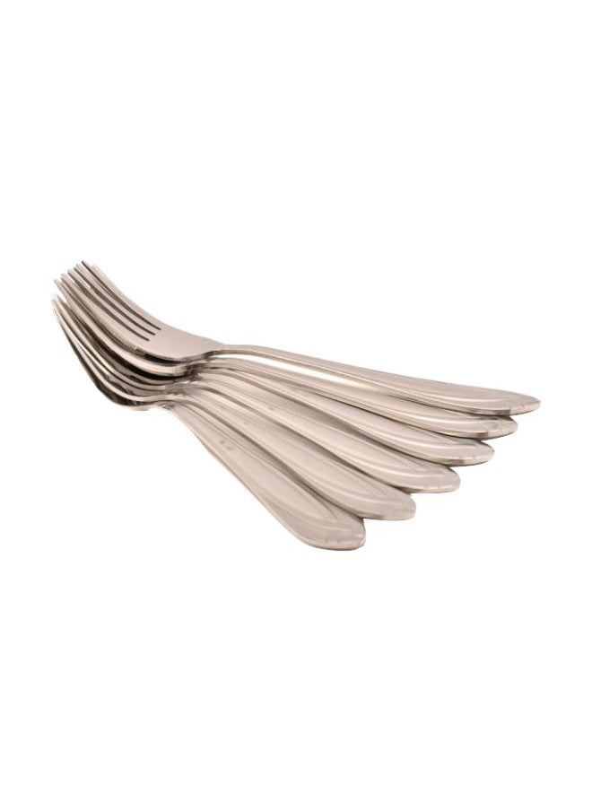 6-piece Stainless Steel Fork Set Silver 20cm