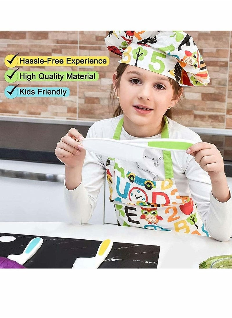 3-Piece Kids Plastic Fruit Knife Kids Cooking Tools - Firm Grip, Serrated Edges Can Cut Fruits, Salads, Cakes, Lettuce