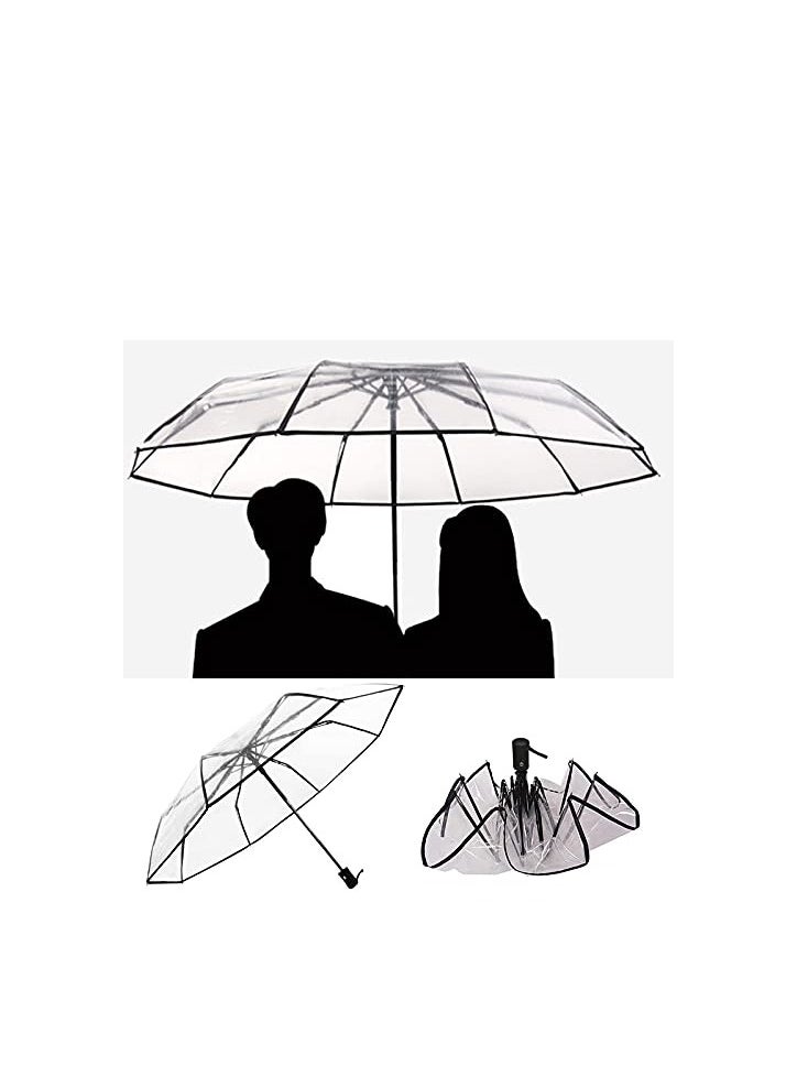 Folding Umbrellas Travel Umbrella, Transparent Umbrella Pocket Umbrella, Portable Compact Protection, Small Light Weight Waterproof, Rain and Sun Umbrella Elegant Umbrella In Transparent