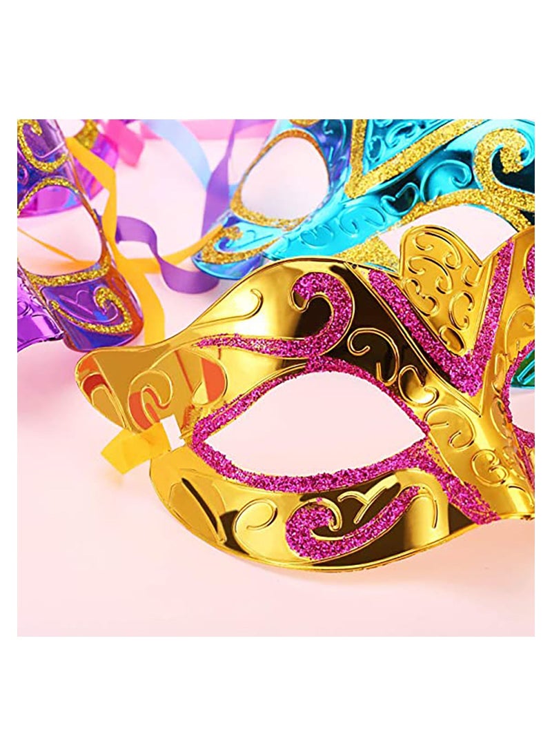 12 Pieces Mardi Gras Masks Shining Plated Gold Masquerade Mask Wedding Props Party Costume