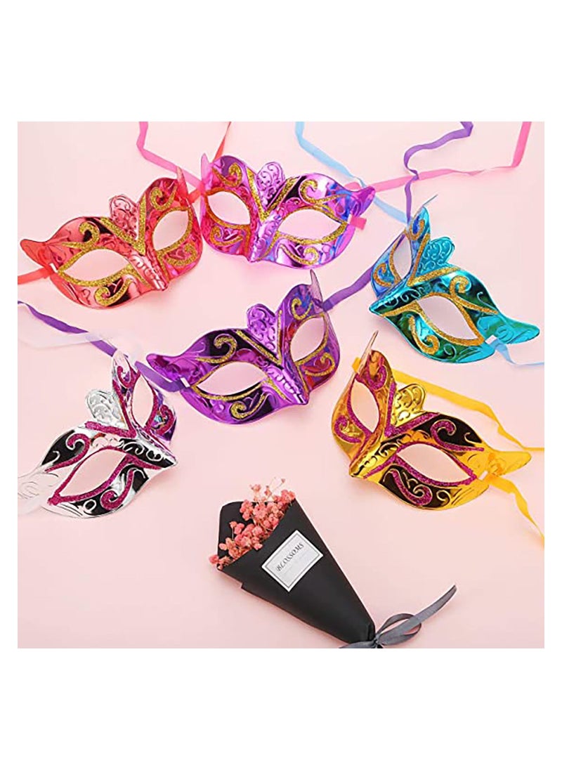 12 Pieces Mardi Gras Masks Shining Plated Gold Masquerade Mask Wedding Props Party Costume