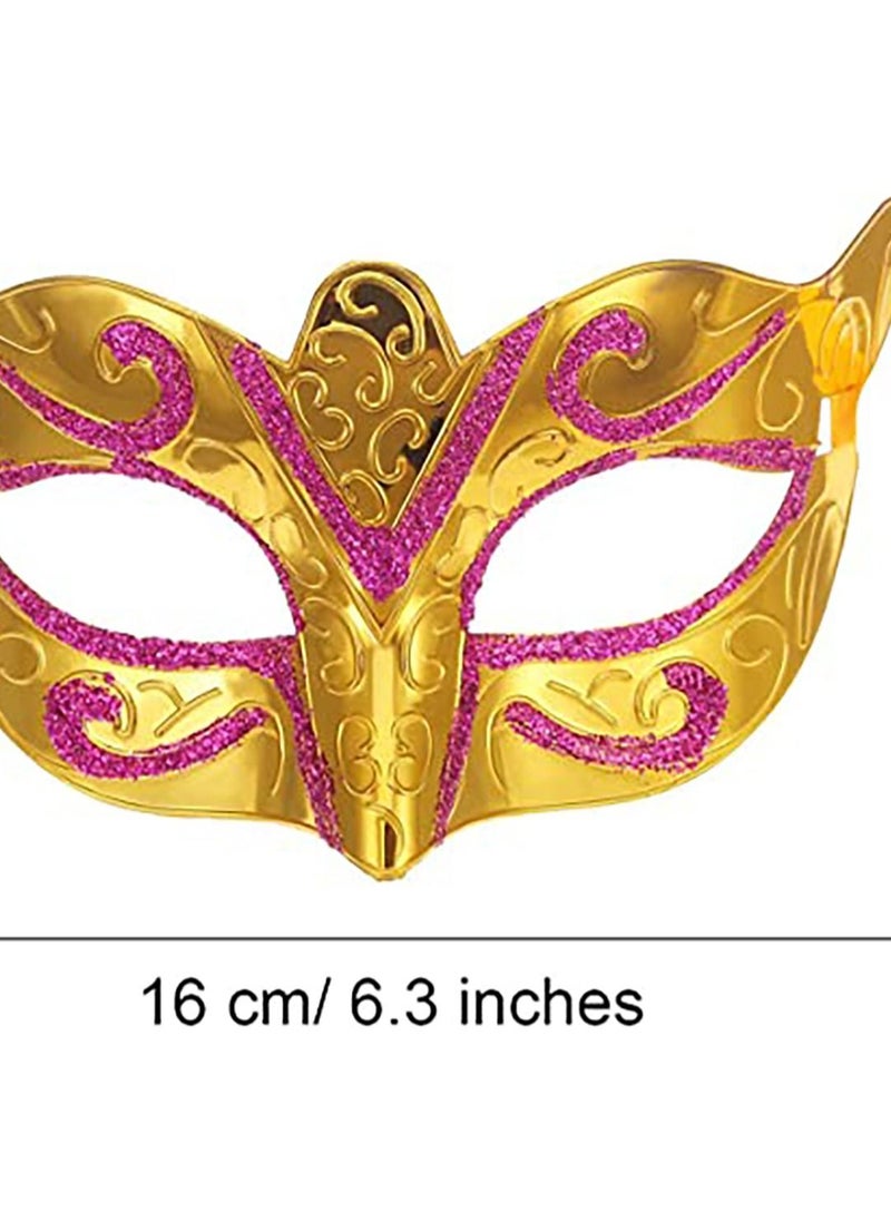 12 Pieces Mardi Gras Masks Shining Plated Gold Masquerade Mask Wedding Props Party Costume