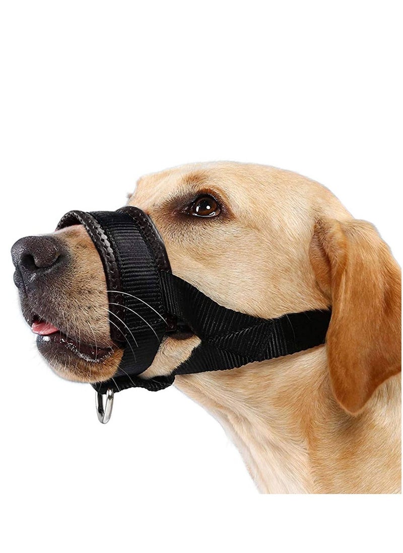 Dog Muzzle, Soft Nylon Muzzles for Chewing, Biting, Breathable Padded Muzzle Loop for Medium, Large and Extra Aggressive Dogs, Allows Panting and Drinking(L,18-30CM)