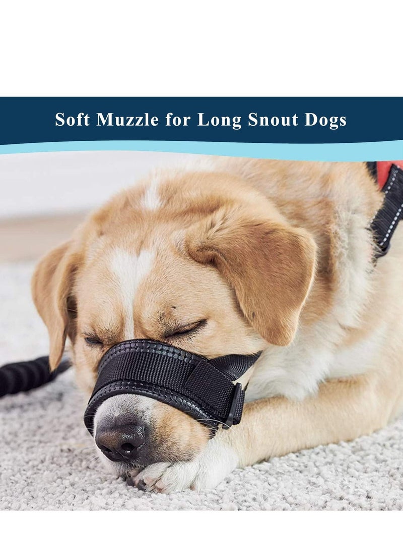 Dog Muzzle, Soft Nylon Muzzles for Chewing, Biting, Breathable Padded Muzzle Loop for Medium, Large and Extra Aggressive Dogs, Allows Panting and Drinking(L,18-30CM)