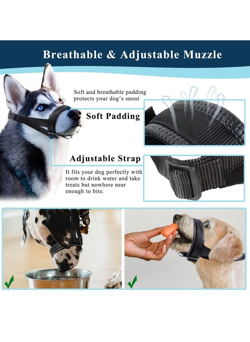 Dog Muzzle, Soft Nylon Muzzles for Chewing, Biting, Breathable Padded Muzzle Loop for Medium, Large and Extra Aggressive Dogs, Allows Panting and Drinking(L,18-30CM)