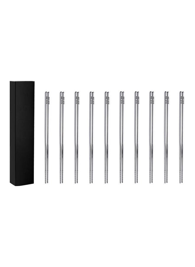 Stainless Steel Chopsticks 10 Pairs Silver 0.234kg