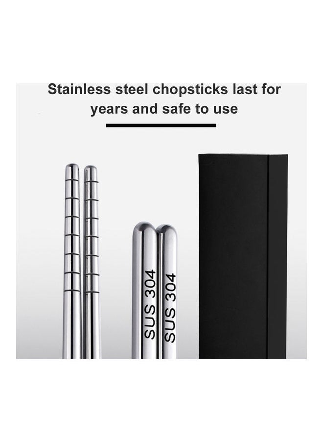 Stainless Steel Chopsticks 10 Pairs Silver 0.234kg
