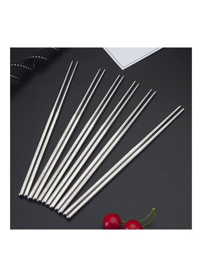 Stainless Steel Chopsticks 10 Pairs Silver 0.234kg