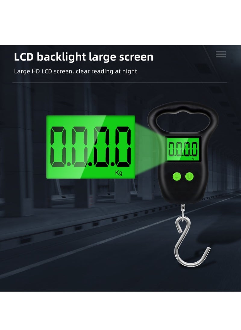 Digital Fish Scale, Portable Handheld Digital Luggage Scale, Electronic Hanging Fish Weight Scale, Durable Measuring Scale With Backlit LCD Display, (1pc, Black Small Hook)