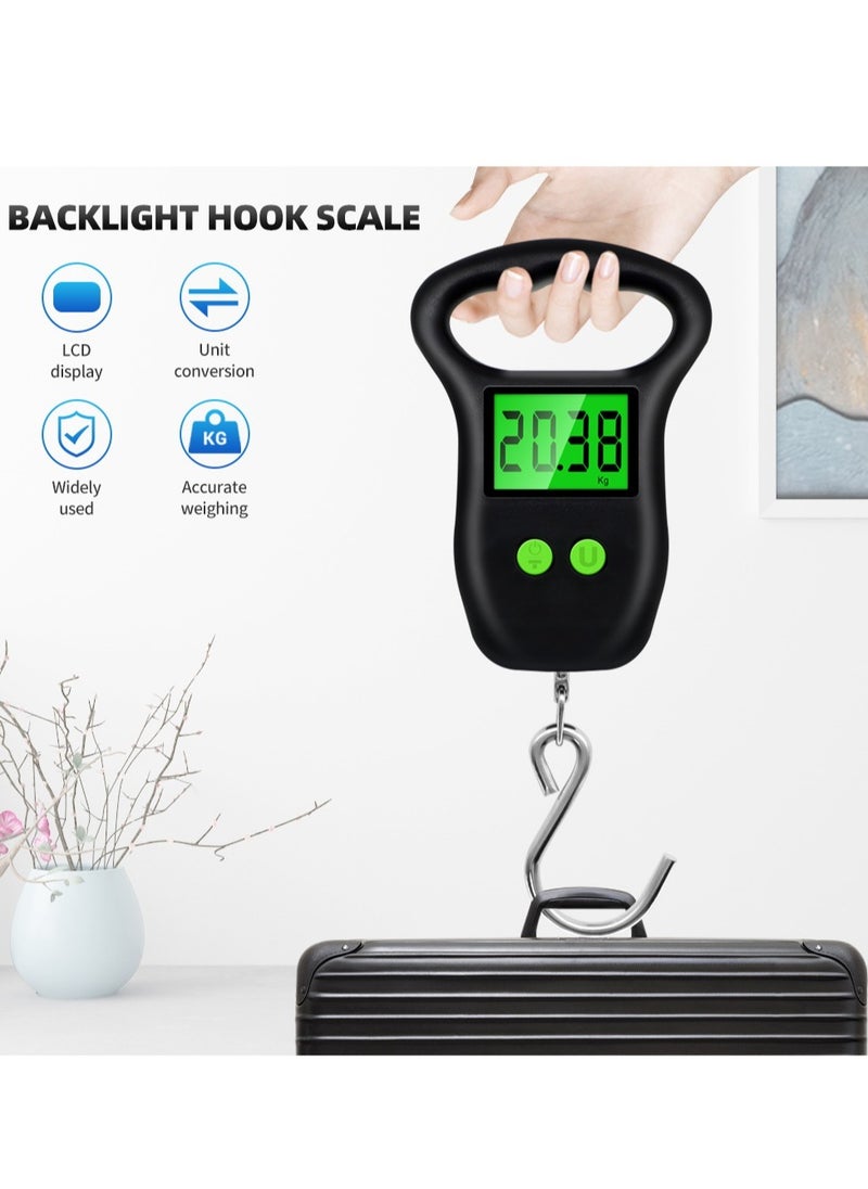 Digital Fish Scale, Portable Handheld Digital Luggage Scale, Electronic Hanging Fish Weight Scale, Durable Measuring Scale With Backlit LCD Display, (1pc, Black Small Hook)