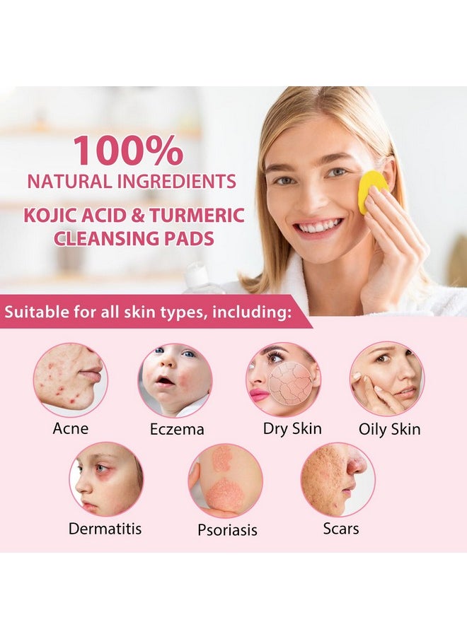 Turmeric Cleansing Pads, Kojic Acid & Turmeric Cleansing Pads,Turmeric Pads For Face Dark Spots, Curcumin Turmeric Cleansing Cotton Pads, Turmeric Kojic Pads, Turmeric Cleansing Pads For Face (40 Pcs)