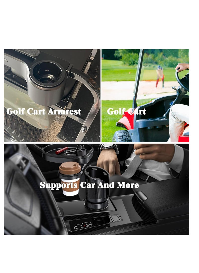 3-in-1 Expandable Car Cup Holder Expander with Food Tray Table, 360° Rotating Phone Mount, Perfect for Road Trips and Car Travel Accessories.