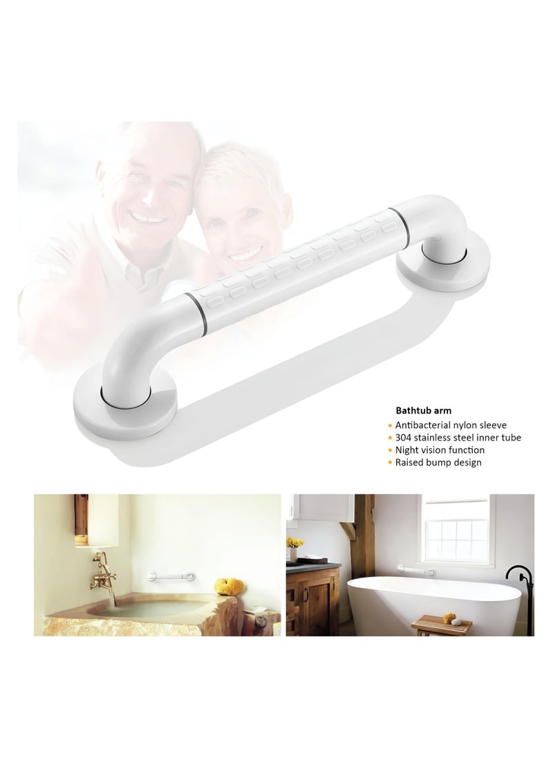 Bathroom and Shower Safety Grab Rail, 35 cm, White Stainless Steel and Nylon