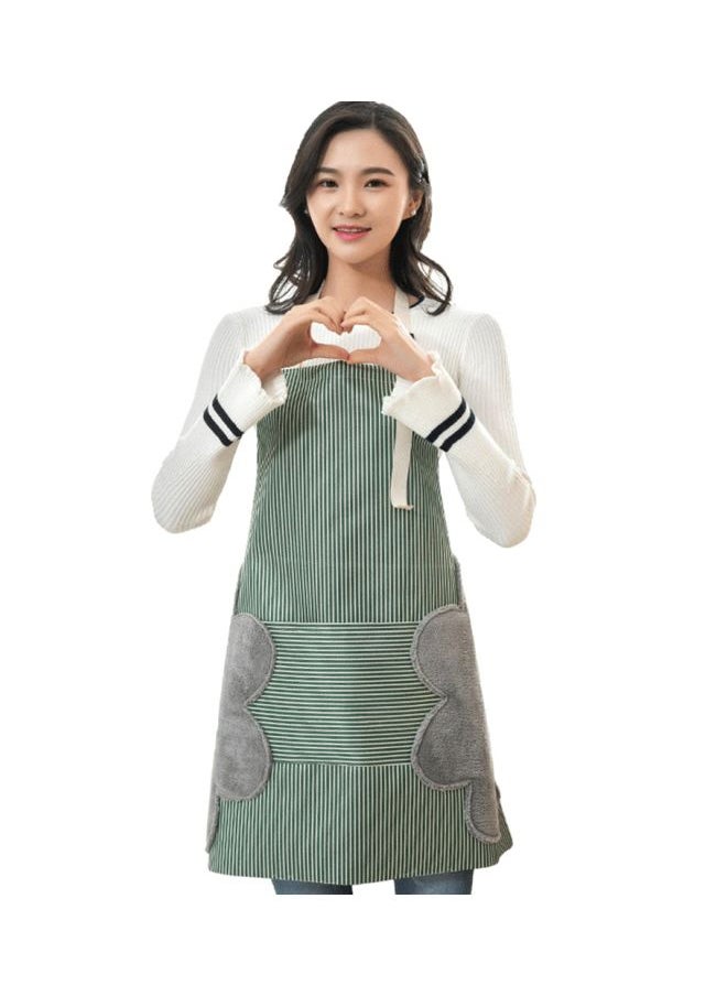 Waterproof And Oil-Proof Apron With Front Pocket Green/Grey 70x72centimeter