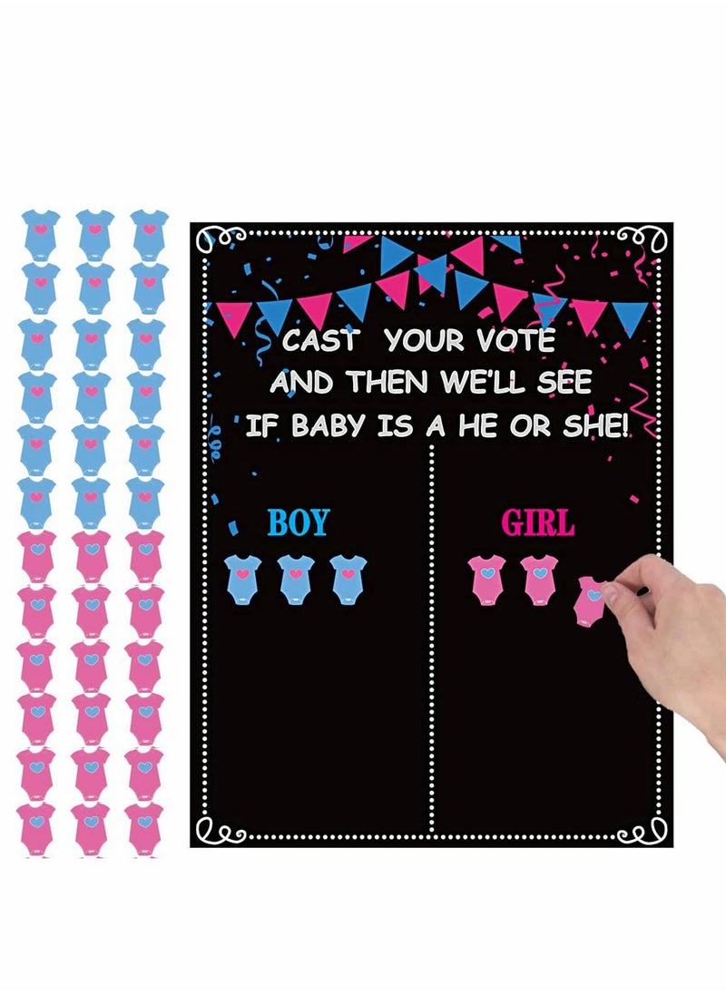 Baby Gender Reveal Board, Party Supplies Kit with Decorations Games Gender Reveal Voting Poster Board with Stickers, Chalkboard Design Party Games Kit